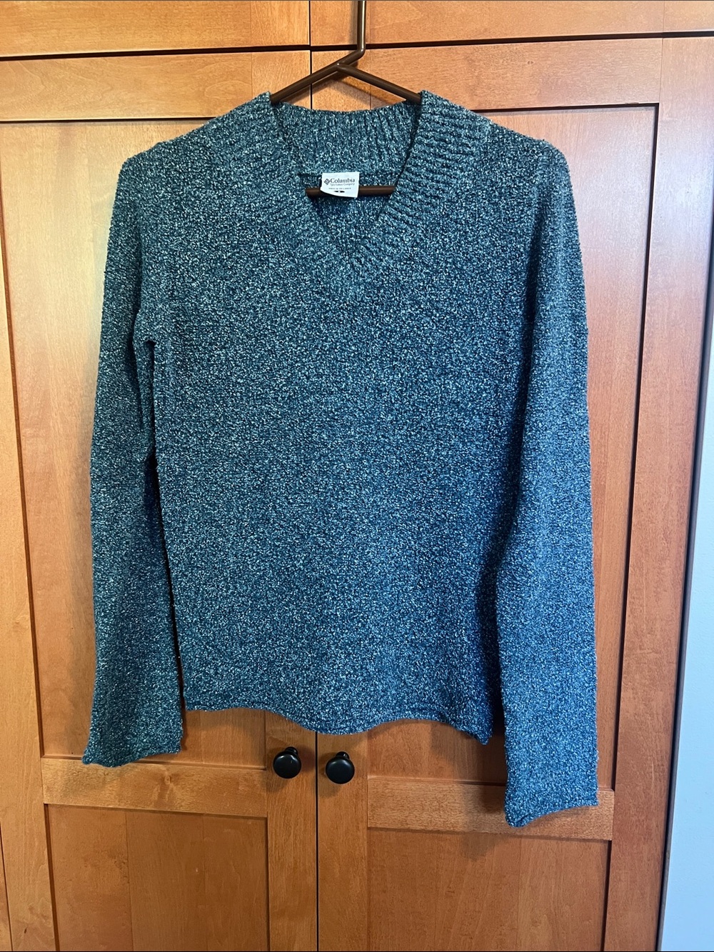 Columbia Teal Marled V-Neck Women's Sweater